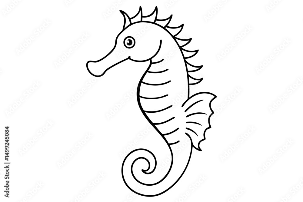 Fototapeta premium seahorse silhouette line art vector illustration with a white background