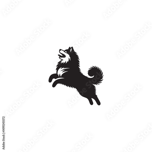 "Charming Pomsky Vector Silhouette: Stylish Hybrid Dog Design Showcasing Fluffy Coat, Perky Ears, and Playful Stance in Clean, Minimalist Style for Craft and Digital Projects"
