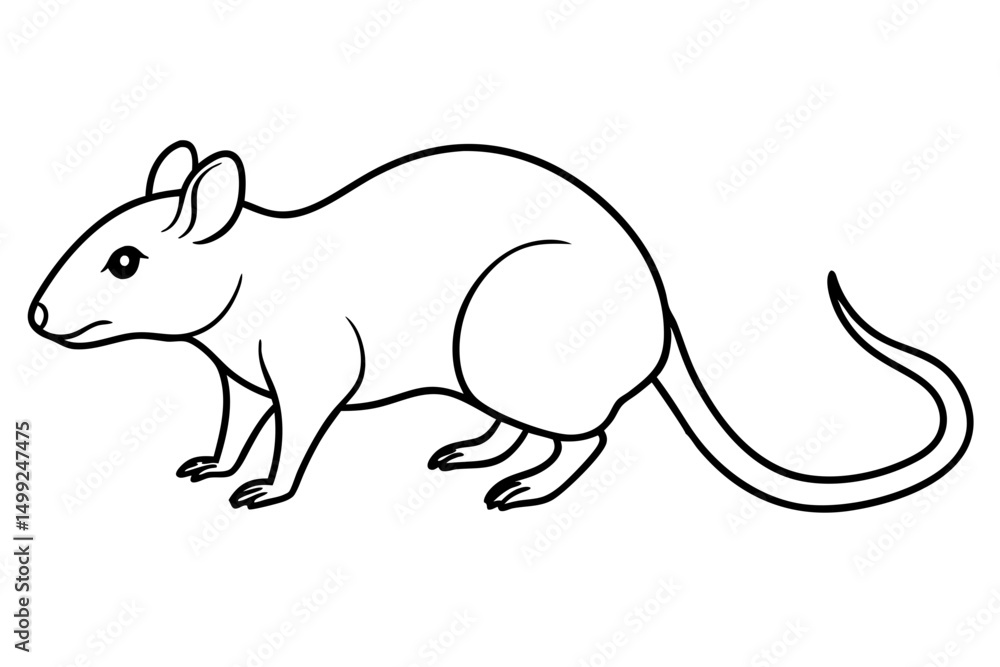 Obraz premium shrew silhouette line art vector illustration with a white background