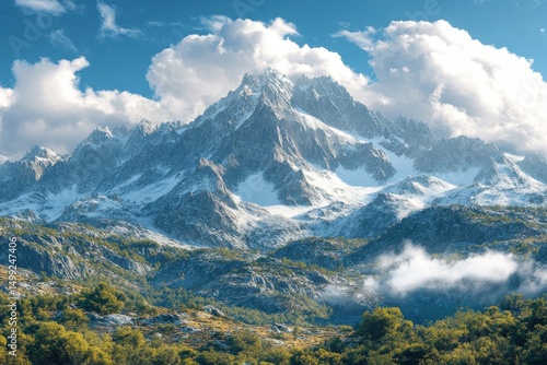Wallpaper Mural Majestic Mountain Vista Snow Capped Peaks Lush Forest Scenery Cloudy Sky Landscape Nature Outdoors Beauty Wilderness Torontodigital.ca
