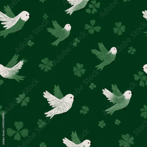 Birds and clovers in a repe...