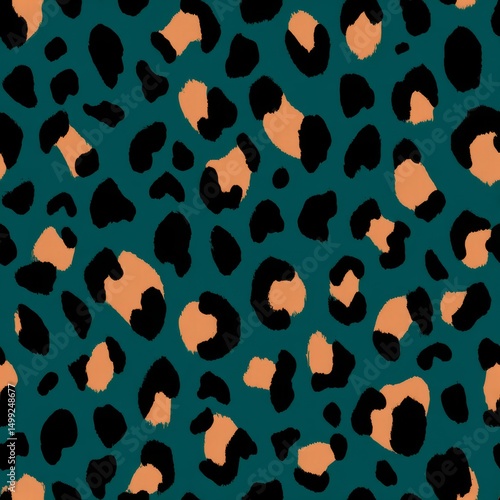 Teal and peach abstract leo...