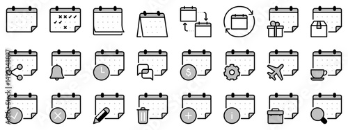 Icons in two tones about calendar.