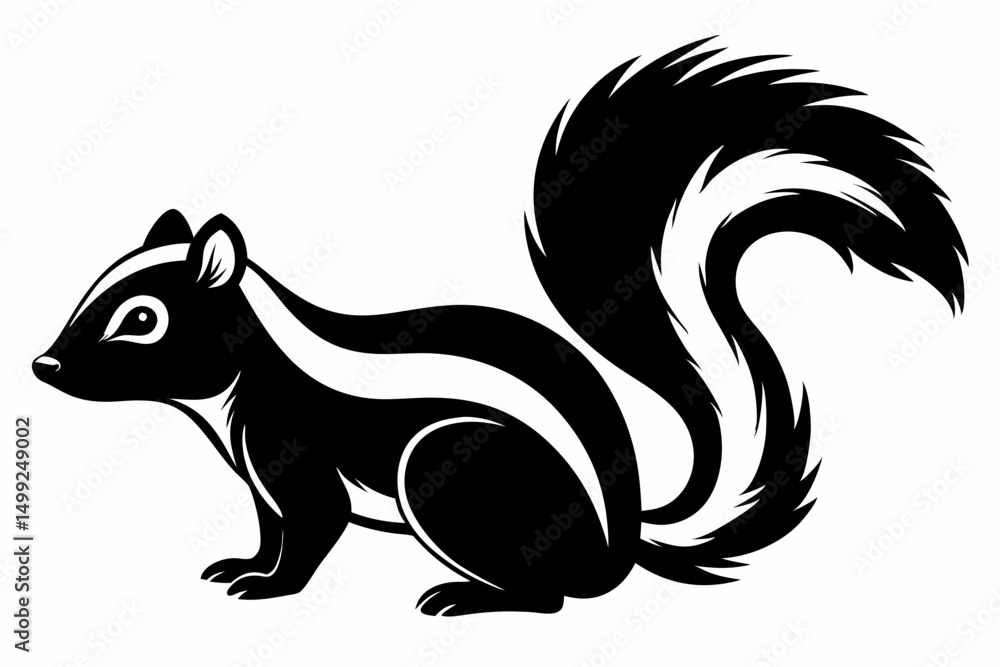 Fototapeta premium skunk silhouette line art vector illustration with a white background