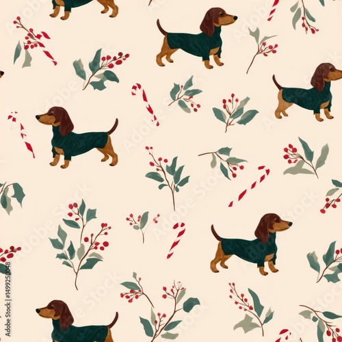 Dachshund dogs in holiday a...