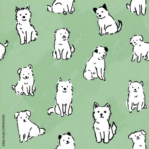 Cute white dogs in a repeat...
