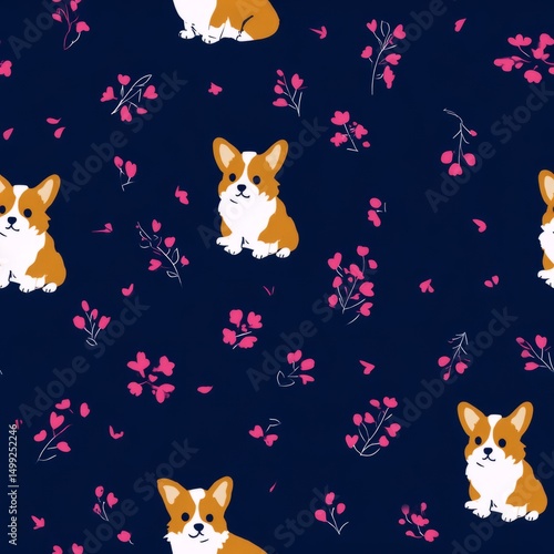 Cute corgi dogs and small f...