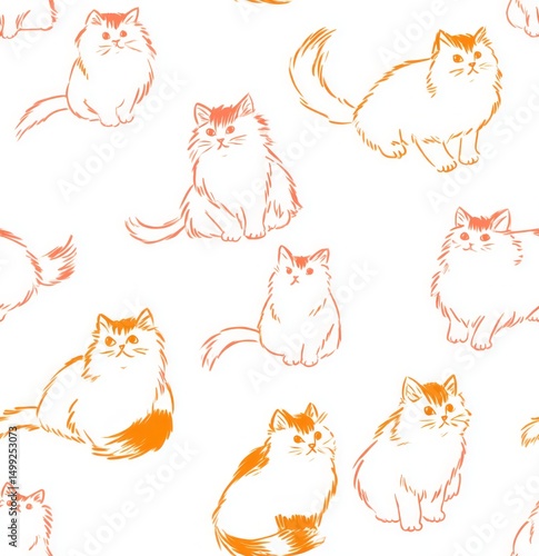 Cute cats in a repeating pa...