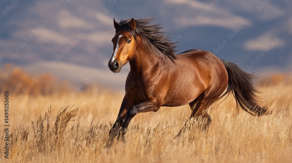 Obraz premium Majestic horse galloping freely, embodying untamed spirit and motion