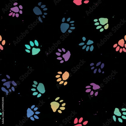 Multicolored paw prints on ...