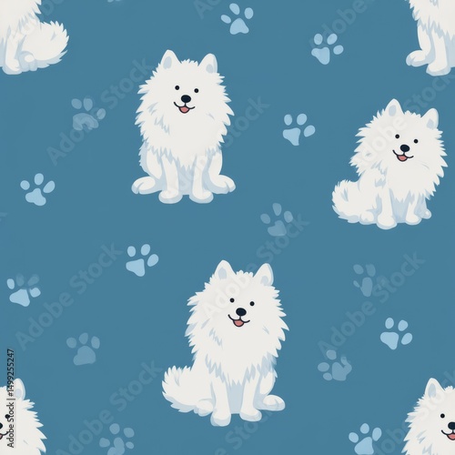Whimsical white dog pattern...