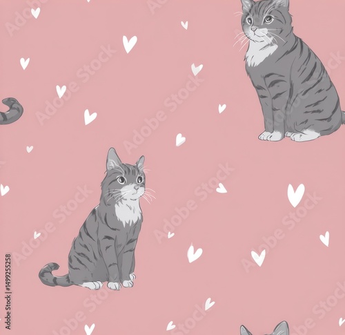 Gray tabby cats on a light ...