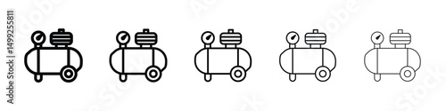 Air compressor icon or logo illustration outline black style
