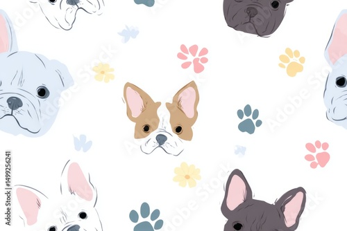 Cute french bulldog faces w...
