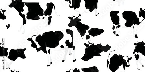 Black and white cow silhoue...