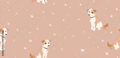 Cute dogs in a repeating pa...