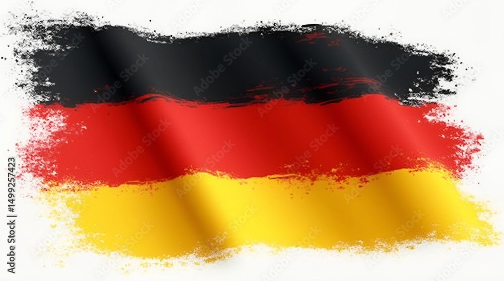 Naklejka premium Germany Flag Painted Style. Distressed German Flag with Brush Strokes for Artistic Design.