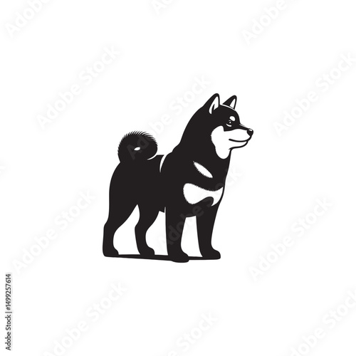 **"Bold Shiba Inu Vector Silhouette: Distinctive Japanese Dog Design Featuring Upright Ears, Curled Tail, and Alert Pose in Clean, Minimalist Style for Crafts and Digital Art"**
