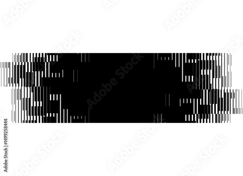 Stripe for text. Vector pattern of broken lines and pixels. For advertising, packaging, posters, covers. Black design element on a white background. Technological Vector background in digital styl