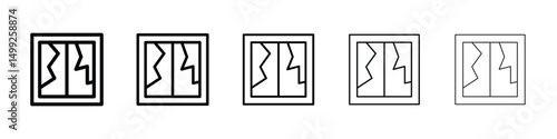 Broken window icon or logo illustration outline black style