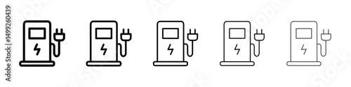 Charging station icon or logo illustration outline black style
