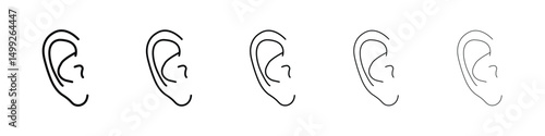 Ear icon or logo illustration outline black style