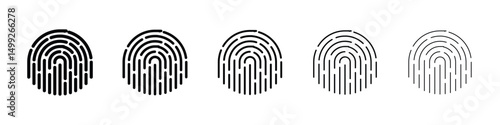 Fingerprint icon or logo illustration outline black style