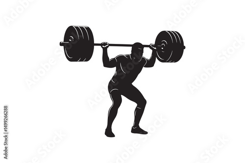 Photography Powerlifter Lifting Barbell Silhouette - Fitness Workout Silhouette of Male Lift