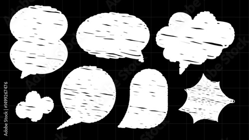 Distressed Grunge Comic Speech Bubble Set – Hand Drawn Vector Collection