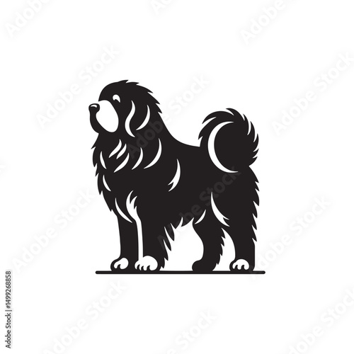 Fotografía **Majestic Tibetan Mastiff Vector Silhouette: Powerful Dog Design Featuring Thi