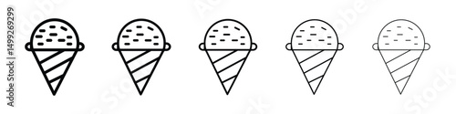 Ice cream cone icon or logo illustration outline black style