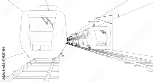  modern electric train 3d illustration