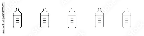 Milk bottle icon or logo illustration outline black style