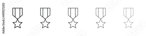 Military medal icon or logo illustration outline black style