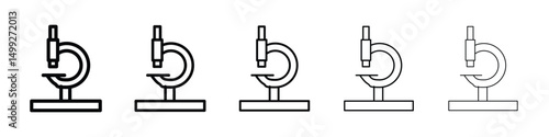 Microscope icon or logo illustration outline black style