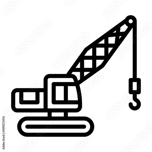 Crane outline icon. construction vehicle black line illustration.