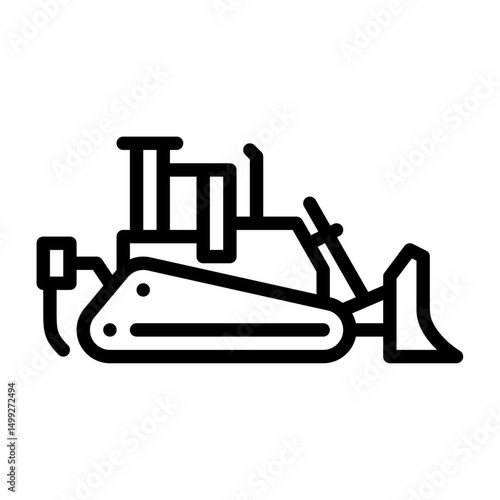 Bulldozer outline icon. construction vehicle black line illustration.