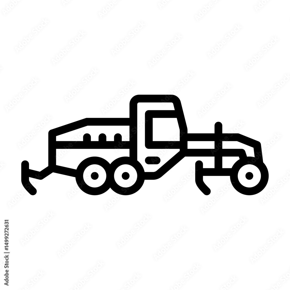 Fototapeta premium Motor grader outline icon. scraper black line illustration.