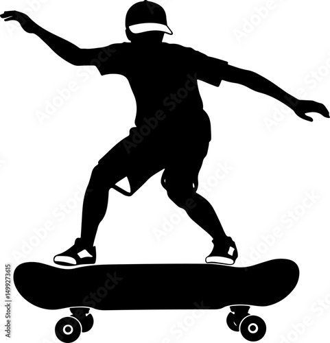 Skateboarder in Action" vector design