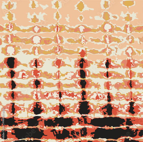 Seamless tie dye stripe pattern for fashion print. High quality illustration. Faux digital render of horizontal tie dye stripes with creases. Vibrant artistic hippie or bohemian culture print.