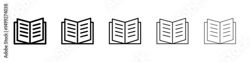 open book icon or logo illustration outline black style