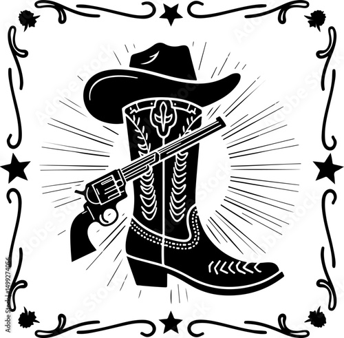 Western Cowboy Emblem" vector