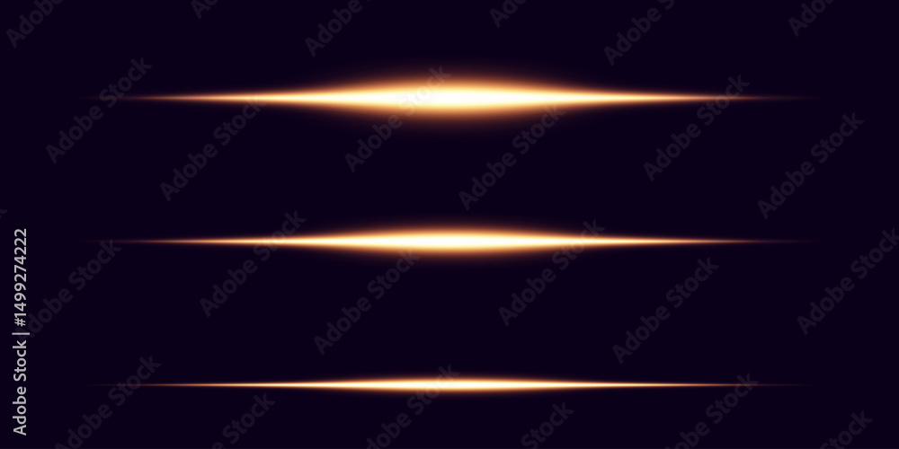 Fototapeta premium Glowing horizontal rays of light with sparkles and sparkles. Magical and sci-fi effects.