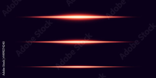 Glowing horizontal rays of light with sparkles and sparkles. Magical and sci-fi effects.