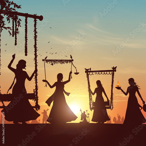 Silhouette Women Celebratin...
