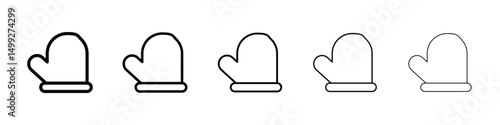 Oven mitt icon or logo illustration outline black style