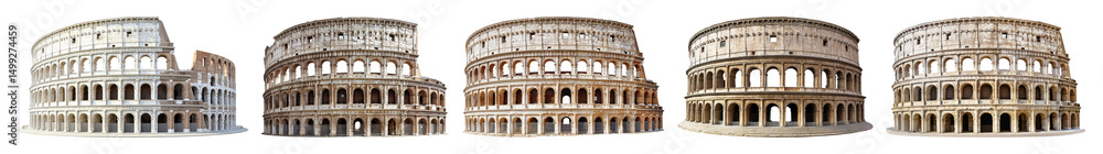 Naklejka premium PNG Colosseum architectural historic marvel, element set on transparent background