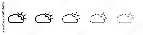 Partially cloudy icon or logo illustration outline black style