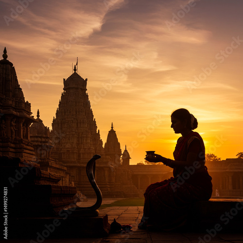 Silhouette Woman Praying at...