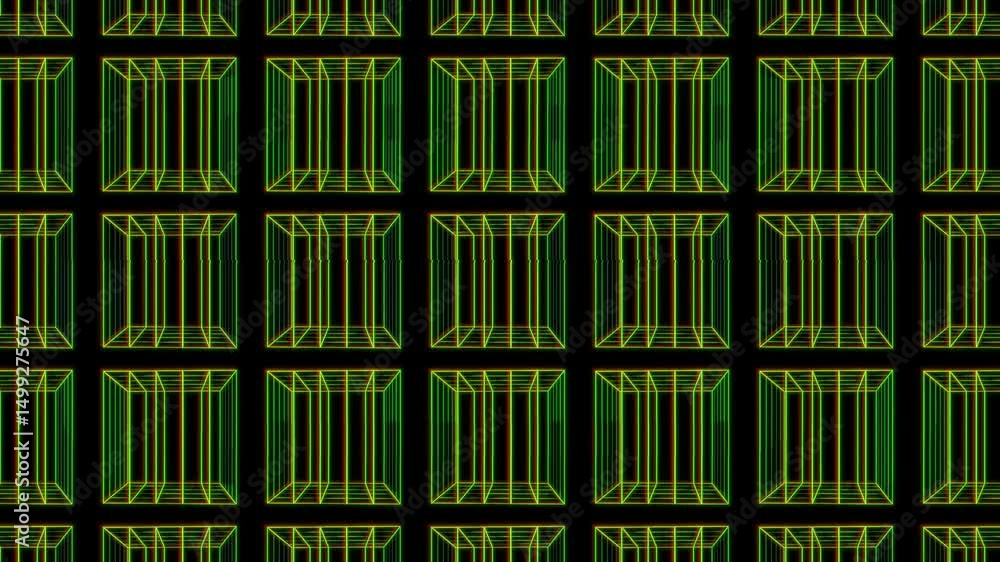Looped animation of rotating elements in retro 3D style Looped animation of rotating elements in retro 3D style
